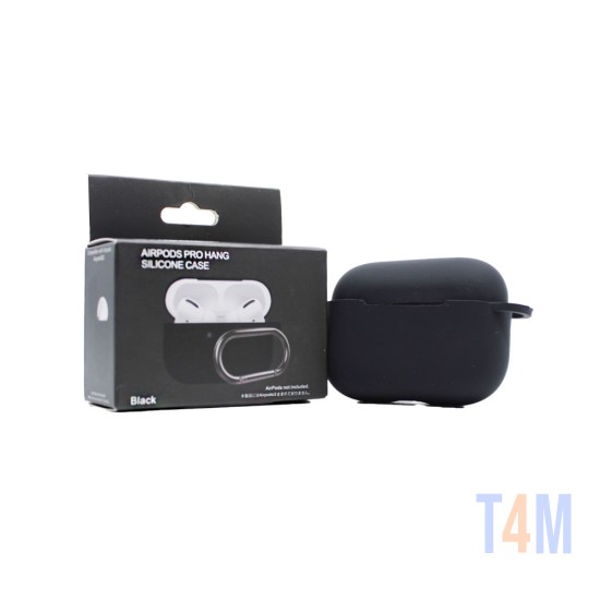 SILICONE CASE WITH KEYCHAIN BLACK STRAP FOR APPLE AIRPODS PRO